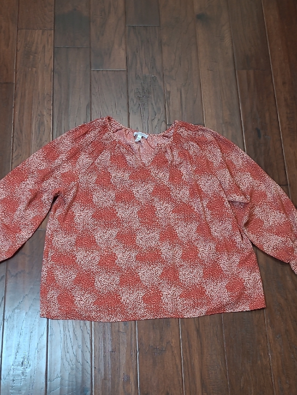 Jessica Simpson Rust & Cream Abstract Patterned Blouse size XXL